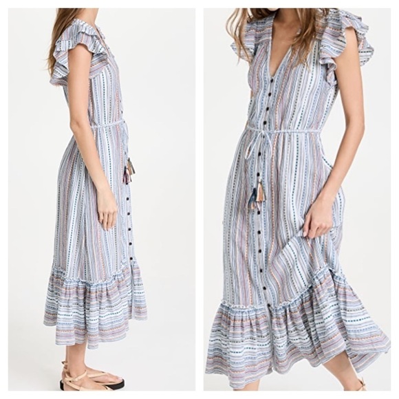Veronica Beard Tinzia Striped Dress: Blue Multi - Picture 3 of 13